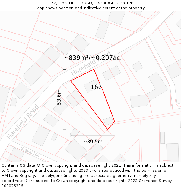 162, HAREFIELD ROAD, UXBRIDGE, UB8 1PP: Plot and title map