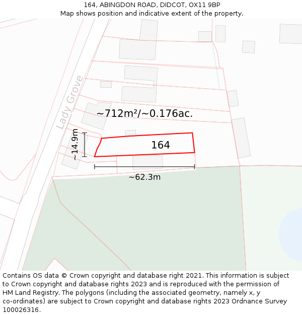 164, ABINGDON ROAD, DIDCOT, OX11 9BP: Plot and title map