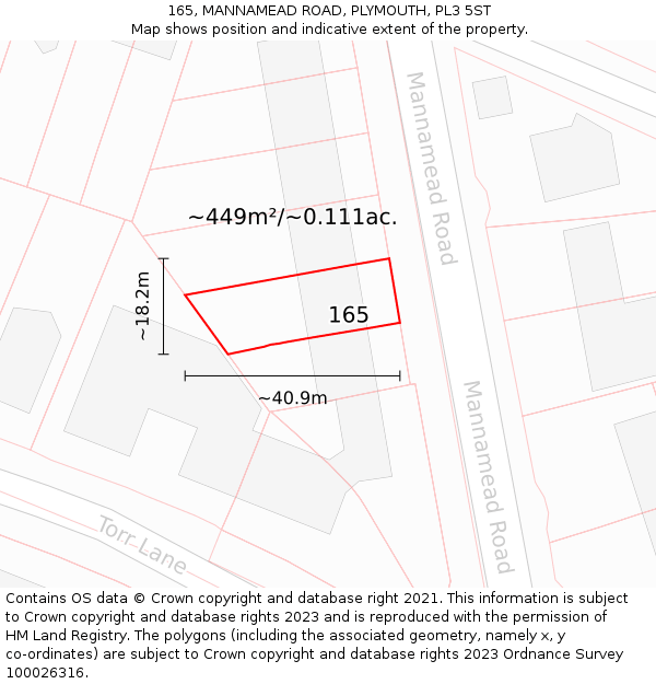 165, MANNAMEAD ROAD, PLYMOUTH, PL3 5ST: Plot and title map