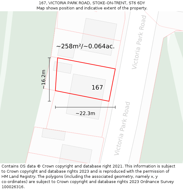 167, VICTORIA PARK ROAD, STOKE-ON-TRENT, ST6 6DY: Plot and title map