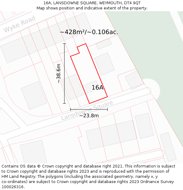 16A, LANSDOWNE SQUARE, WEYMOUTH, DT4 9QT: Plot and title map