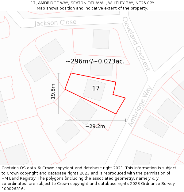 17, AMBRIDGE WAY, SEATON DELAVAL, WHITLEY BAY, NE25 0PY: Plot and title map