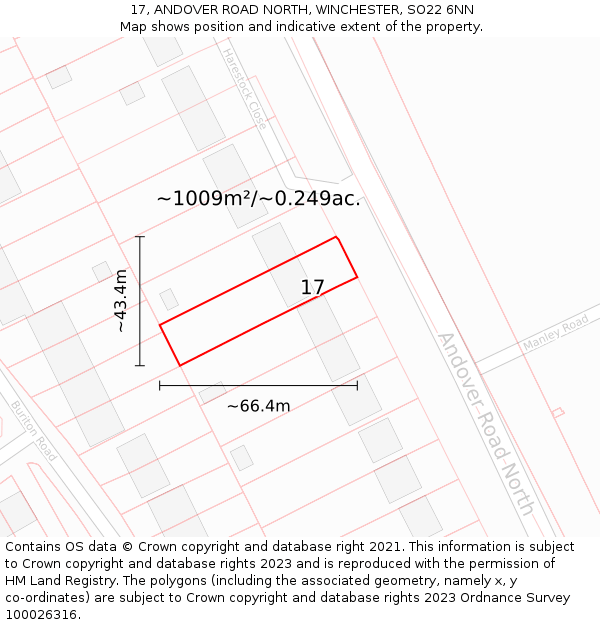 17, ANDOVER ROAD NORTH, WINCHESTER, SO22 6NN: Plot and title map