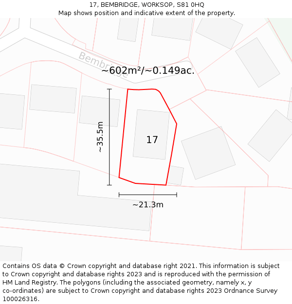 17, BEMBRIDGE, WORKSOP, S81 0HQ: Plot and title map