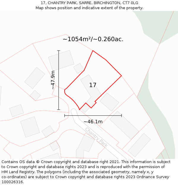 17, CHANTRY PARK, SARRE, BIRCHINGTON, CT7 0LG: Plot and title map