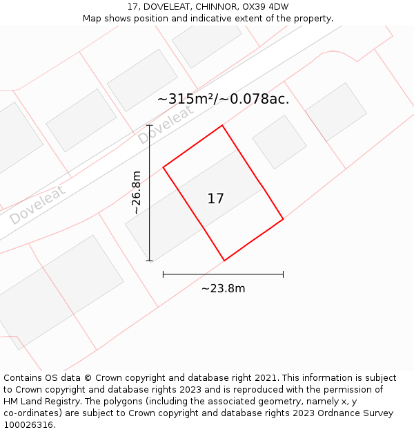 17, DOVELEAT, CHINNOR, OX39 4DW: Plot and title map