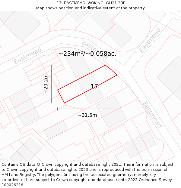 17, EASTMEAD, WOKING, GU21 3BP: Plot and title map