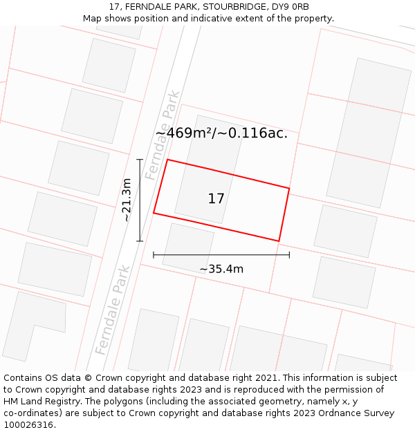 17, FERNDALE PARK, STOURBRIDGE, DY9 0RB: Plot and title map