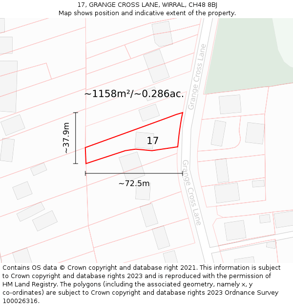 17, GRANGE CROSS LANE, WIRRAL, CH48 8BJ: Plot and title map