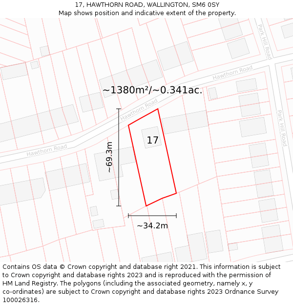 17, HAWTHORN ROAD, WALLINGTON, SM6 0SY: Plot and title map