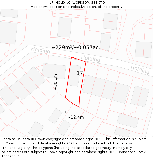 17, HOLDING, WORKSOP, S81 0TD: Plot and title map