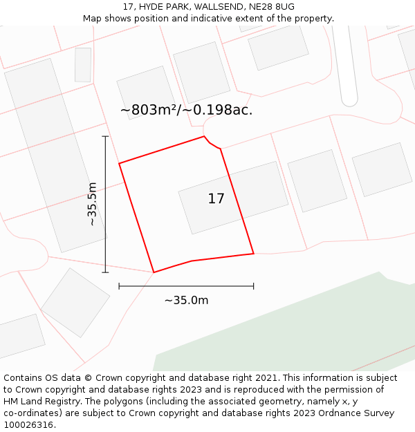 17, HYDE PARK, WALLSEND, NE28 8UG: Plot and title map