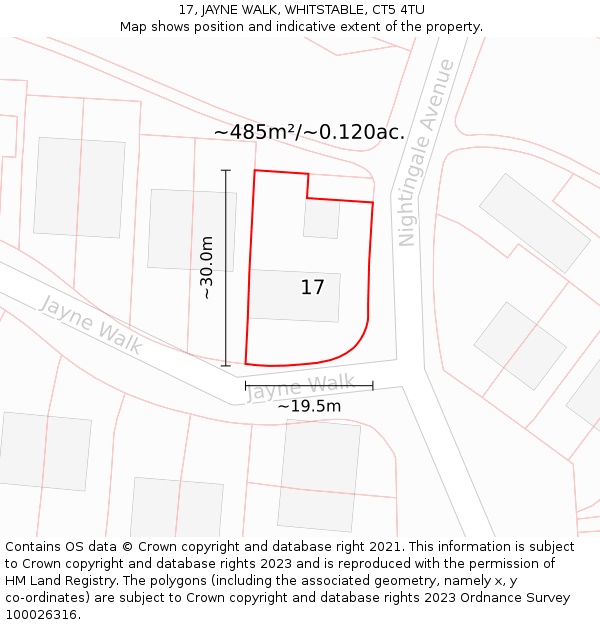 17, JAYNE WALK, WHITSTABLE, CT5 4TU: Plot and title map