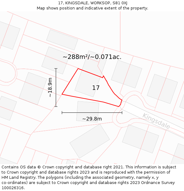 17, KINGSDALE, WORKSOP, S81 0XJ: Plot and title map