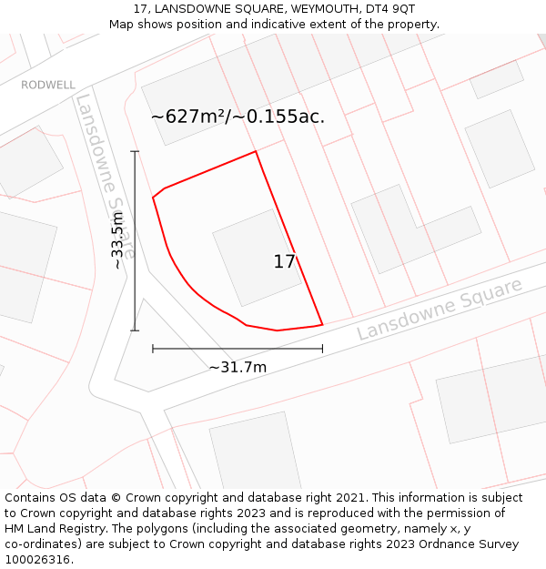 17, LANSDOWNE SQUARE, WEYMOUTH, DT4 9QT: Plot and title map