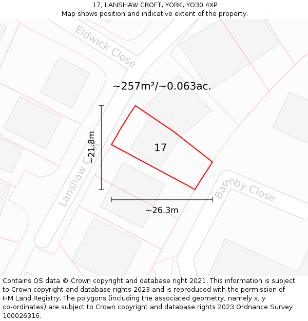 17, LANSHAW CROFT, YORK, YO30 4XP: Plot and title map