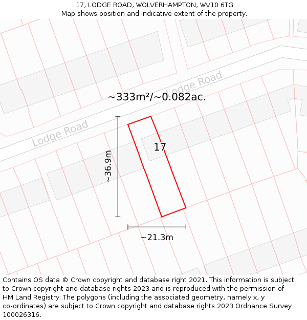 17, LODGE ROAD, WOLVERHAMPTON, WV10 6TG: Plot and title map