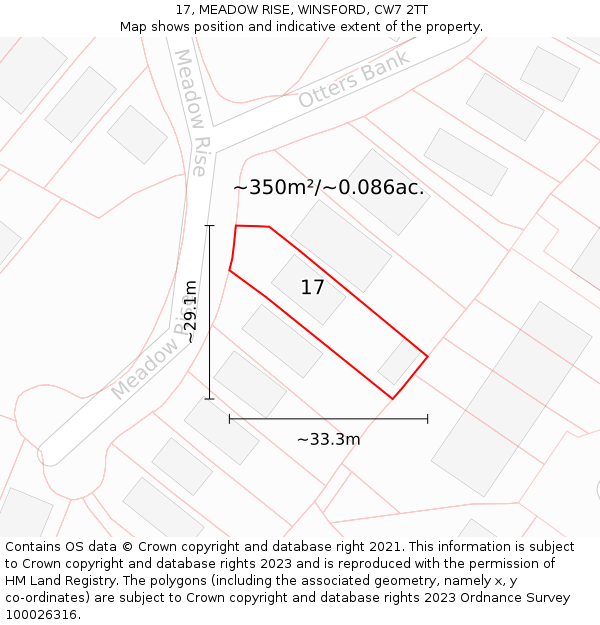 17, MEADOW RISE, WINSFORD, CW7 2TT: Plot and title map