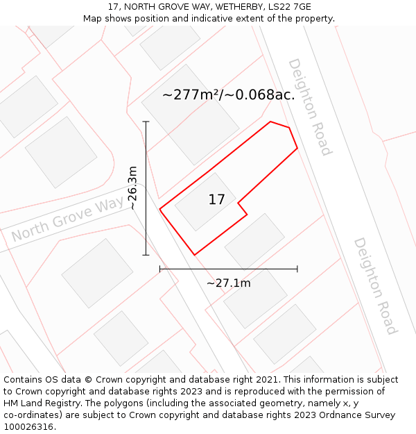 17, NORTH GROVE WAY, WETHERBY, LS22 7GE: Plot and title map