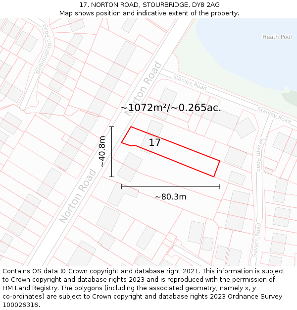 17, NORTON ROAD, STOURBRIDGE, DY8 2AG: Plot and title map