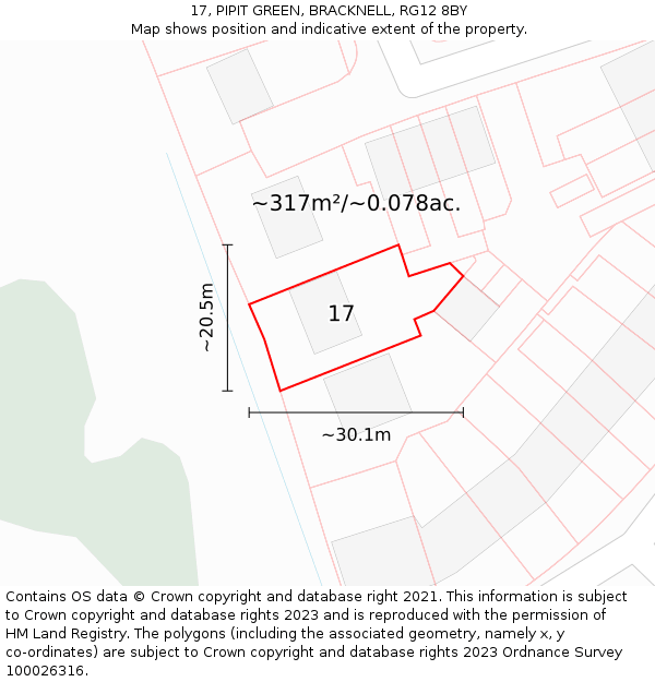 17, PIPIT GREEN, BRACKNELL, RG12 8BY: Plot and title map