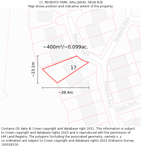 17, REGENTS PARK, WALLSEND, NE28 8UE: Plot and title map