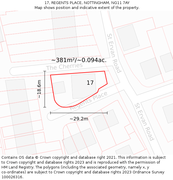 17, REGENTS PLACE, NOTTINGHAM, NG11 7AY: Plot and title map