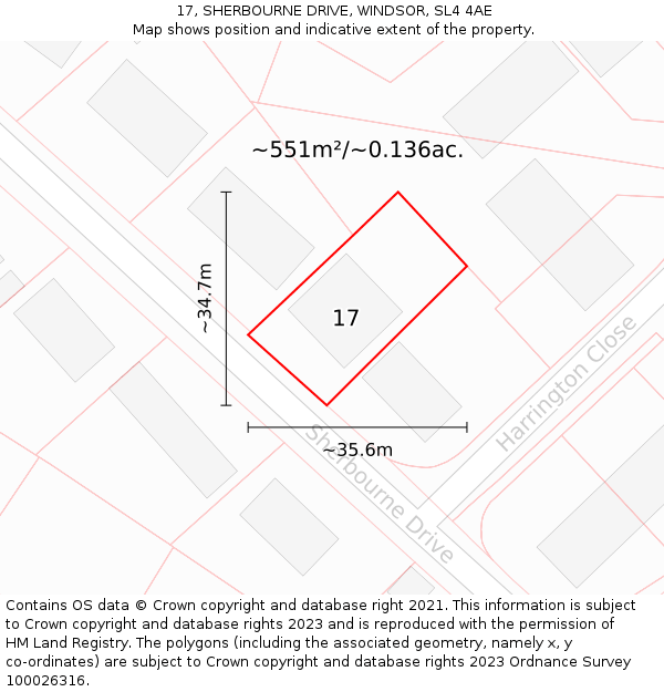 17, SHERBOURNE DRIVE, WINDSOR, SL4 4AE: Plot and title map