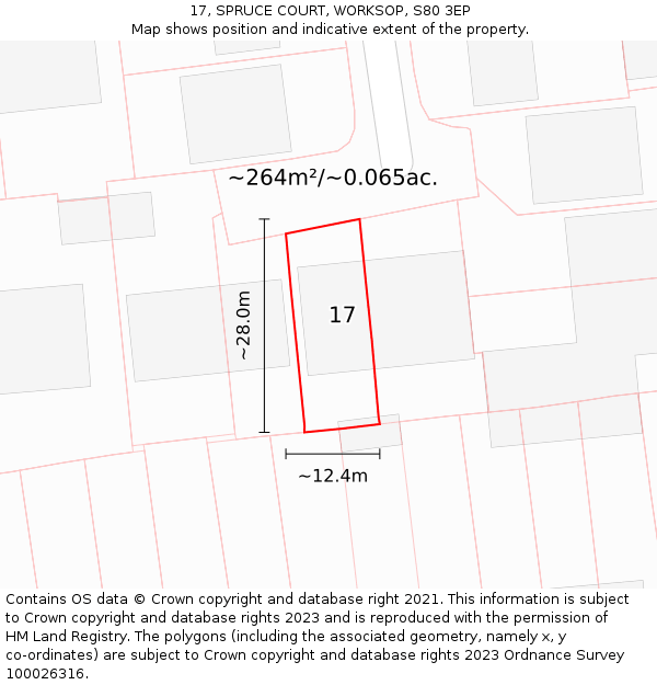 17, SPRUCE COURT, WORKSOP, S80 3EP: Plot and title map