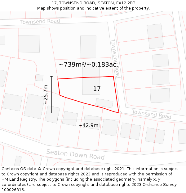 17, TOWNSEND ROAD, SEATON, EX12 2BB: Plot and title map