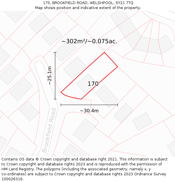 170, BROOKFIELD ROAD, WELSHPOOL, SY21 7TQ: Plot and title map