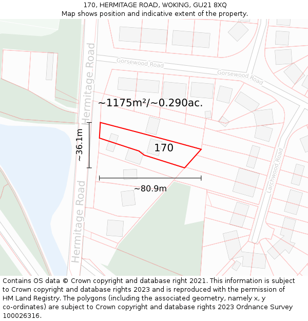 170, HERMITAGE ROAD, WOKING, GU21 8XQ: Plot and title map