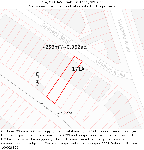 171A, GRAHAM ROAD, LONDON, SW19 3SL: Plot and title map