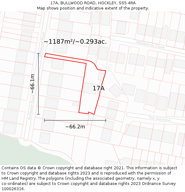 17A, BULLWOOD ROAD, HOCKLEY, SS5 4RA: Plot and title map