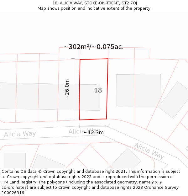 18, ALICIA WAY, STOKE-ON-TRENT, ST2 7QJ: Plot and title map