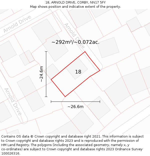 18, ARNOLD DRIVE, CORBY, NN17 5FY: Plot and title map