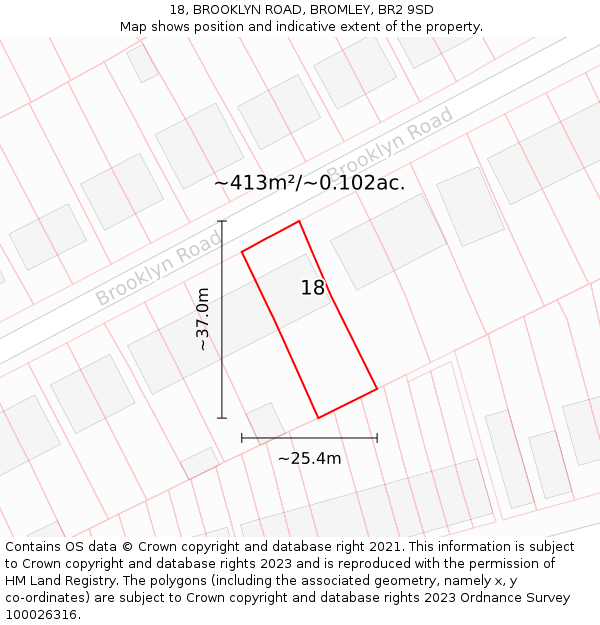 18, BROOKLYN ROAD, BROMLEY, BR2 9SD: Plot and title map