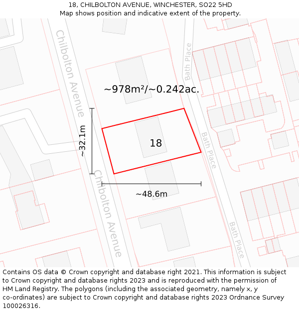 18, CHILBOLTON AVENUE, WINCHESTER, SO22 5HD: Plot and title map