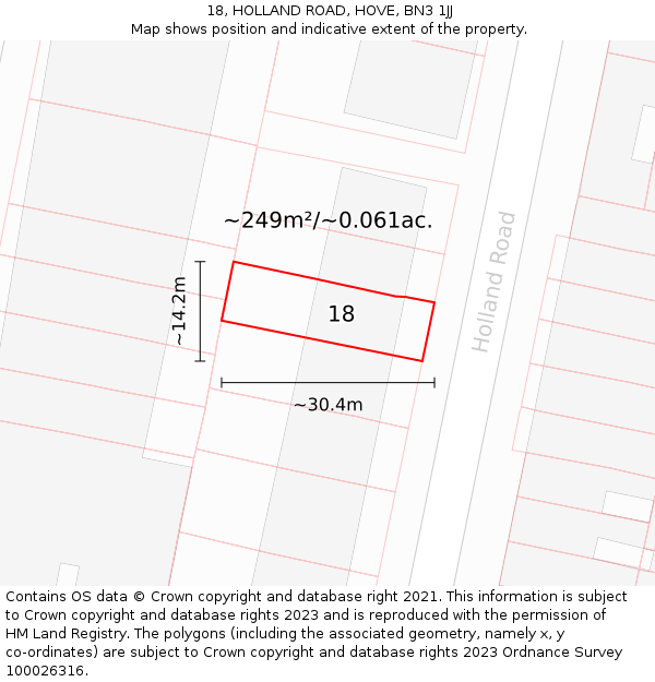 18, HOLLAND ROAD, HOVE, BN3 1JJ: Plot and title map