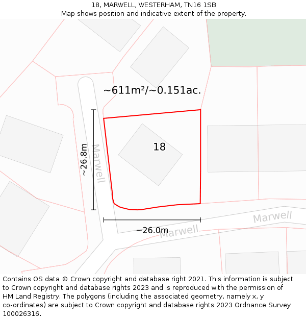 18, MARWELL, WESTERHAM, TN16 1SB: Plot and title map