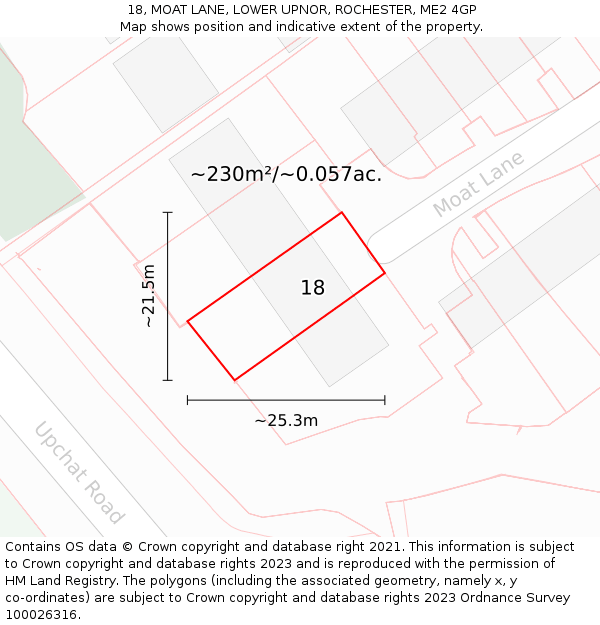 18, MOAT LANE, LOWER UPNOR, ROCHESTER, ME2 4GP: Plot and title map