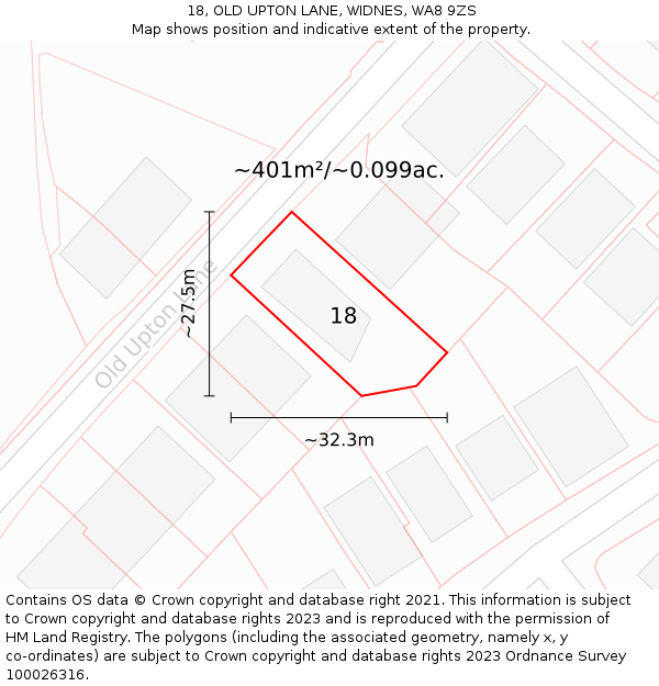 18, OLD UPTON LANE, WIDNES, WA8 9ZS: Plot and title map