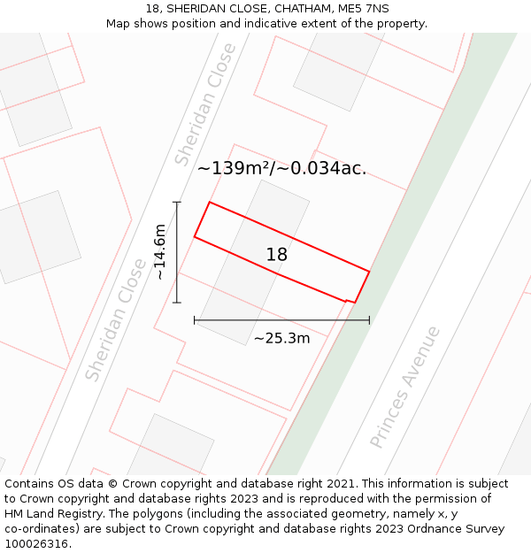 18, SHERIDAN CLOSE, CHATHAM, ME5 7NS: Plot and title map