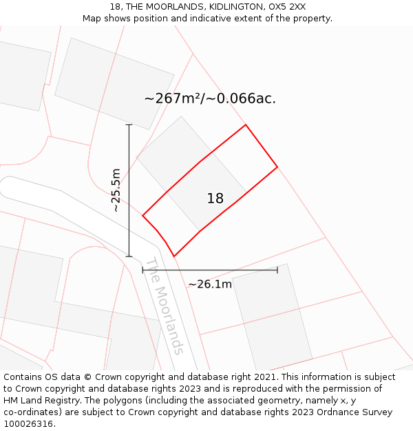 18, THE MOORLANDS, KIDLINGTON, OX5 2XX: Plot and title map