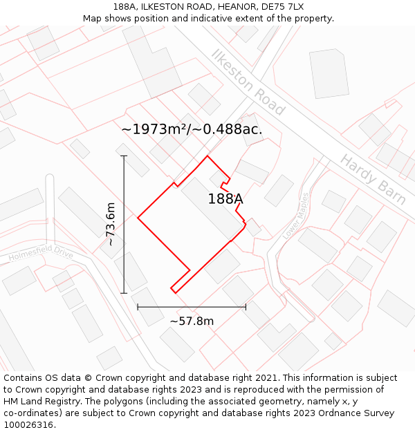 188A, ILKESTON ROAD, HEANOR, DE75 7LX: Plot and title map