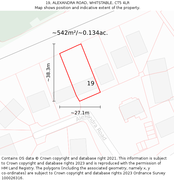 19, ALEXANDRA ROAD, WHITSTABLE, CT5 4LR: Plot and title map