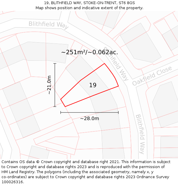 19, BLITHFIELD WAY, STOKE-ON-TRENT, ST6 8GS: Plot and title map