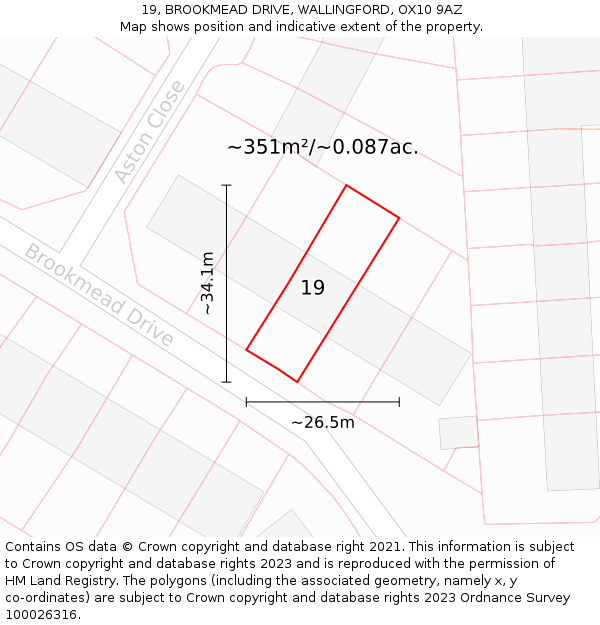 19, BROOKMEAD DRIVE, WALLINGFORD, OX10 9AZ: Plot and title map