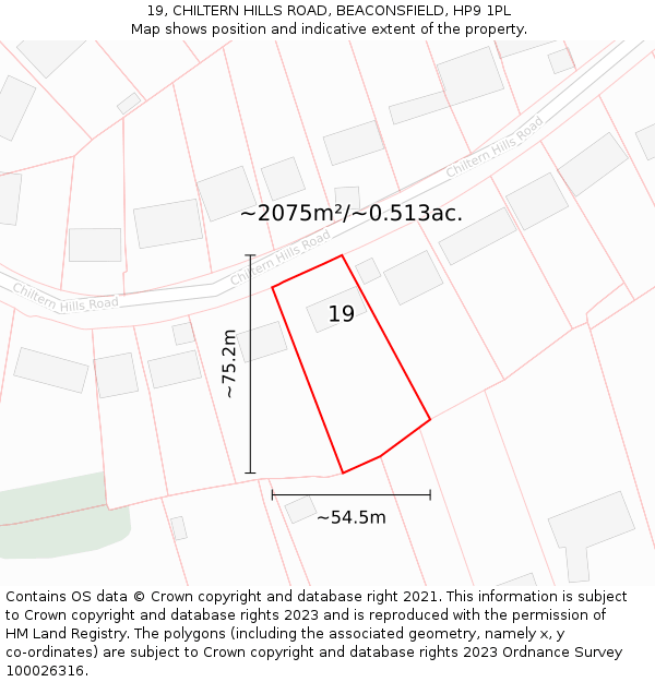 19, CHILTERN HILLS ROAD, BEACONSFIELD, HP9 1PL: Plot and title map