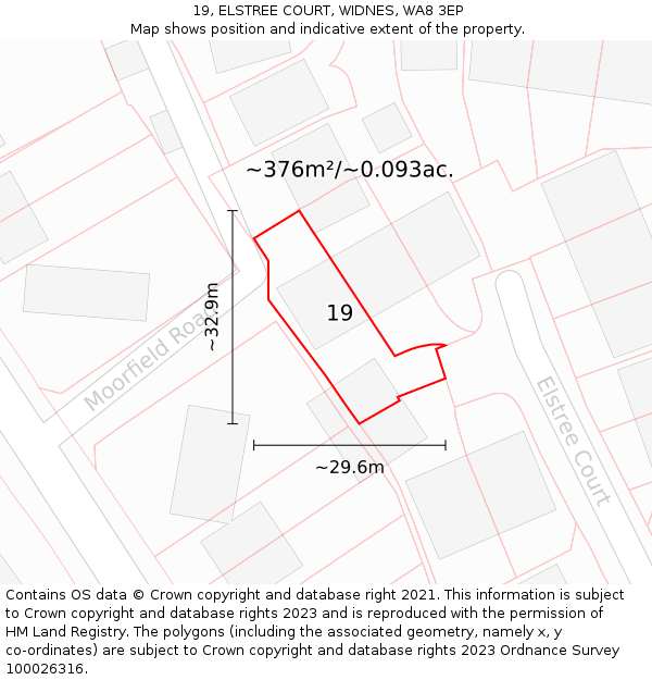 19, ELSTREE COURT, WIDNES, WA8 3EP: Plot and title map